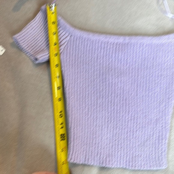 Emory Park Purple Off-the-Shoulder Sweater Ribbed Knit - Picture 4 of 5